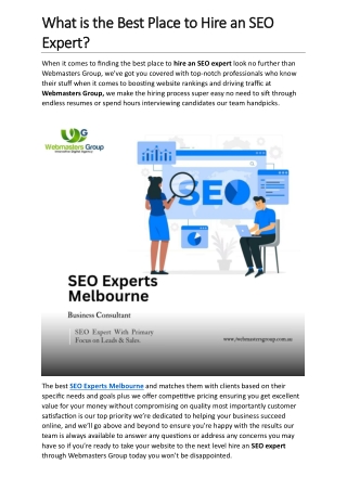 What is the Best Place to Hire an SEO Expert