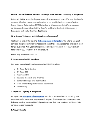 The Best SEO Company in Bangalore