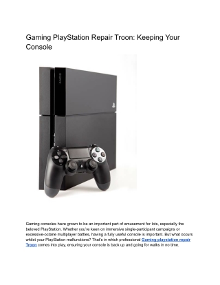 Gaming PlayStation Repair Troon_ Keeping Your Console