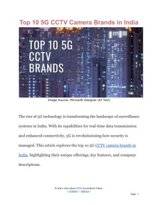 Top 10 5G CCTV Camera Brands in India