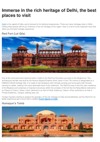 Immerse in the rich heritage of Delhi, the best places to visit