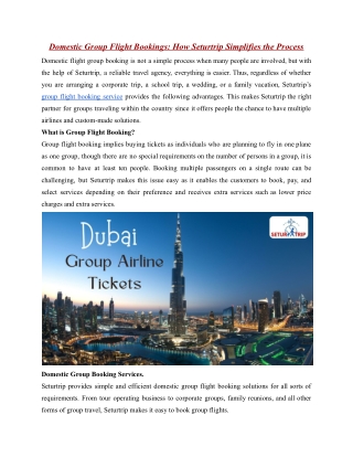 Domestic Group Flight Bookings