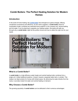 Combi Boilers_ The Perfect Heating Solution for Modern Homes