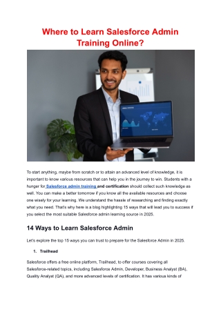 Where to Learn Salesforce Admin Training Online