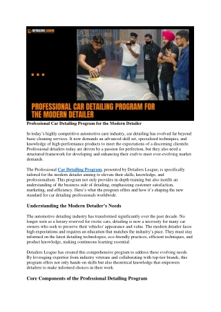 Professional Car Detailing Program for the Modern Detailer