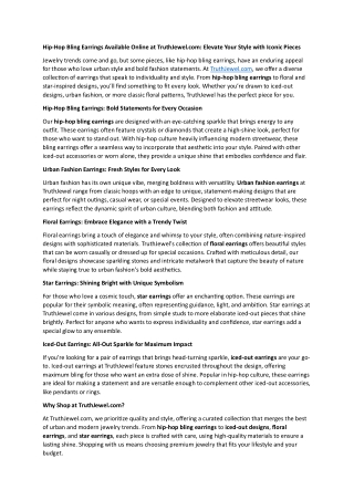 Hip-Hop Bling Earrings Available Online at TruthJewel