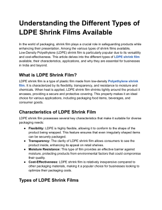 LDPE Shrink Film