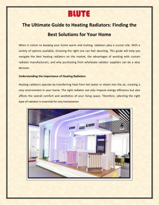 Ultimate Guide to Heating Radiators: Finding the Best Solutions for Your Home