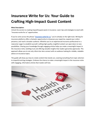 Insurance Write for Us_ Your Guide to Crafting High-Impact Guest Content