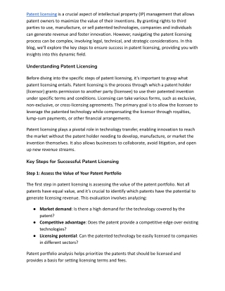 Navigating Patent Licensing Key Steps for Success