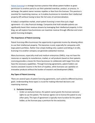 Maximize Revenue Through Smart Patent Licensing