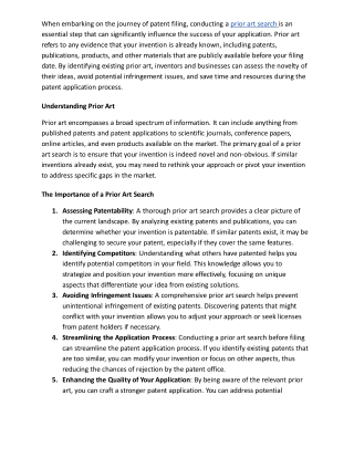 Prior Art Search- Crucial for Successful Patent Filing