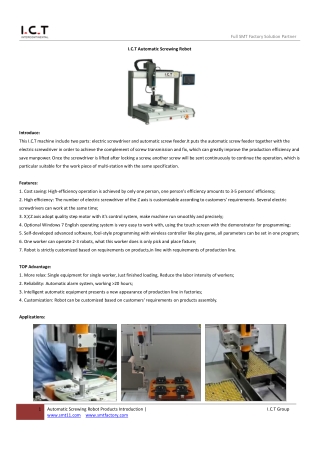I.C.T Automatic Screwing Robot V2.1