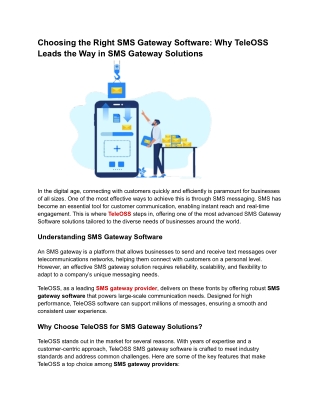 Choosing the Right SMS Gateway Software_ Why TeleOSS Leads the Way in SMS Gateway Solutions