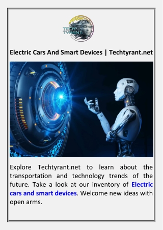 Electric Cars And Smart Devices  Techtyrant.net