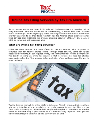 Online Tax Filing Services by Tax Pro America