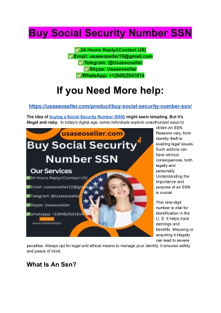 Buy Social Security Number SSN