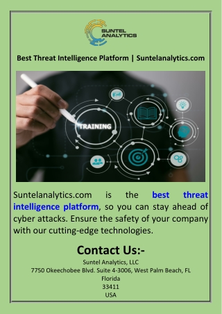 Best Threat Intelligence Platform  Suntelanalytics.com