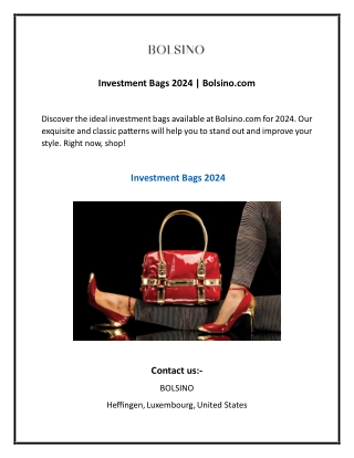 Investment Bags 2024  Bolsino