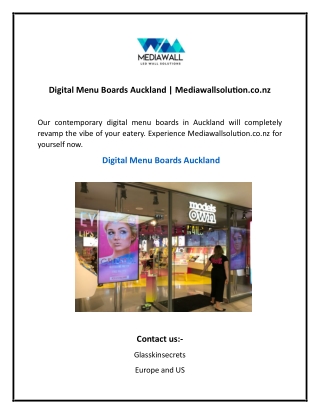 Digital Menu Boards Auckland  Mediawallsolution.co.nz