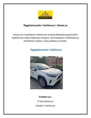 flygplatstransfer i Eskilstuna  Oetaxi.se