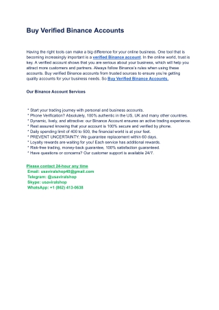 Buy Verified Binance Accounts