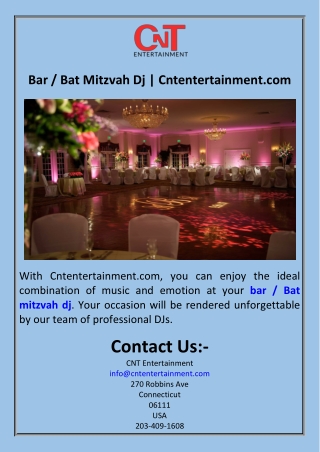Bar  Bat Mitzvah Dj  Cntentertainment.com