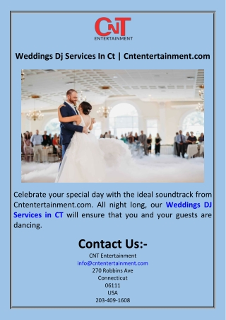 Weddings Dj Services In Ct  Cntentertainment.com
