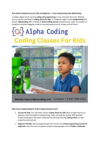 Best Online Coding Courses for Kids and Beginners