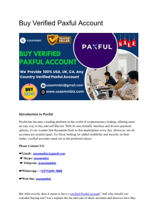 Top 10 Site To Buy Verified Paxful Account In The Time