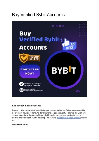 Top 10 Site To Buy Verified Bybit Accounts In The Time