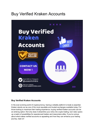 Trustable Site To Buy Verified Kraken Accounts In Online