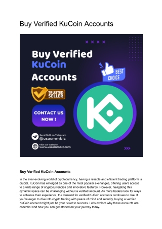 Top 10 Site To Buy Verified KuCoin Accounts In The Time