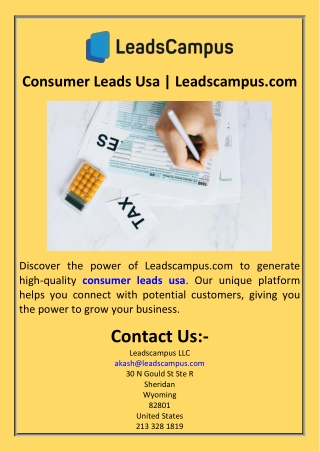 Consumer Leads Usa  Leadscampus.com
