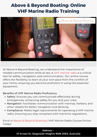Above & Beyond Boating: Online VHF Marine Radio Training