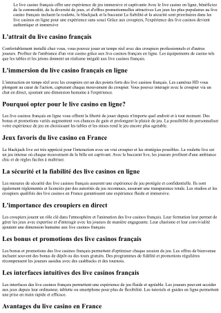 Découvrez l'excitation du live casino en France en ligne