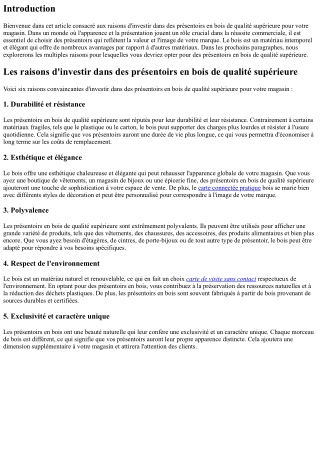 Les raisons d'investir dans des présentoirs en bois de qualité supérieure