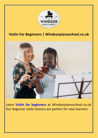 Violin For Beginners  Windsorpianoschool.co.uk