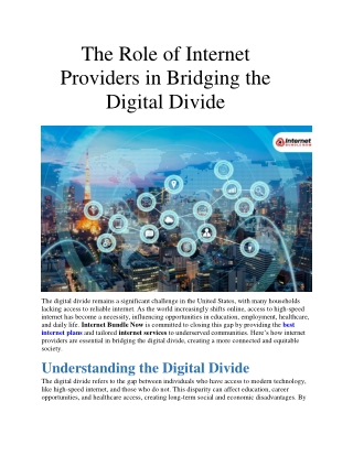 The Role of Internet Providers in Bridging the Digital Divide
