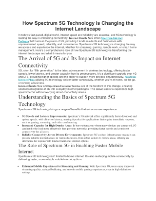 How Spectrum 5G Technology is Changing the Internet Landscape