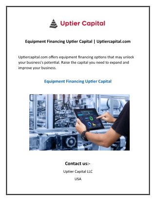 Equipment Financing Uptier Capital  Uptiercapital