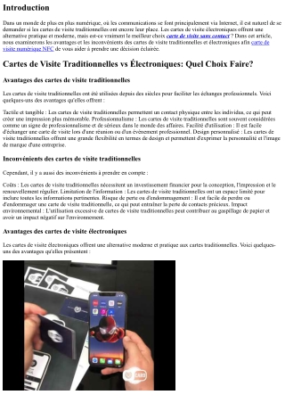 Cartes de Visite Traditionnelles vs Électroniques: Quel Choix Faire?