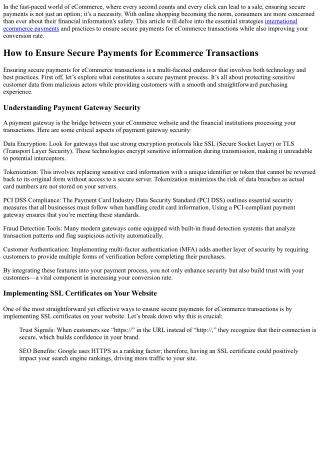 How to Ensure Secure Payments for Ecommerce Transactions