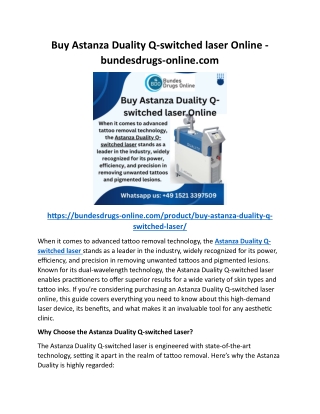 Buy Astanza Duality Q-switched laser Online - bundesdrugs-online