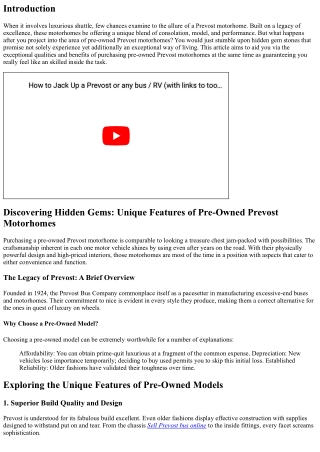 Discovering Hidden Gems: Unique Features of Pre-Owned Prevost Motorhomes