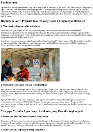 Agen Properti Jakarta yang Ramah Lingkungan: Solusi Hunian Hijau di Ibukota