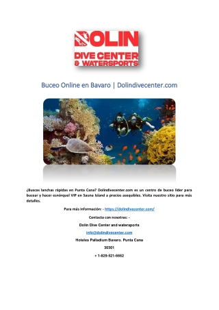 Buceo Online en Bavaro | Dolindivecenter.com