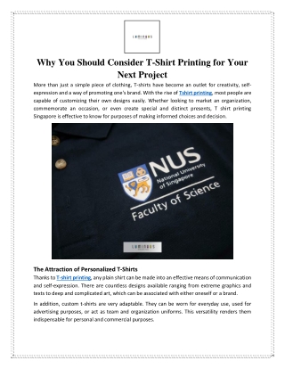 Why You Should Consider T-Shirt Printing for Your Next Project