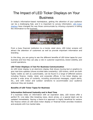 The Impact of LED Ticker Displays on Your Business