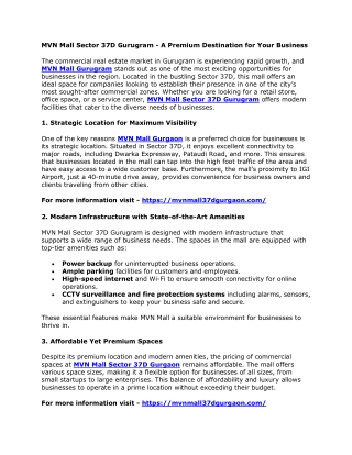 MVN Mall Sector 37D Gurugram - A Premium Destination for Your Business